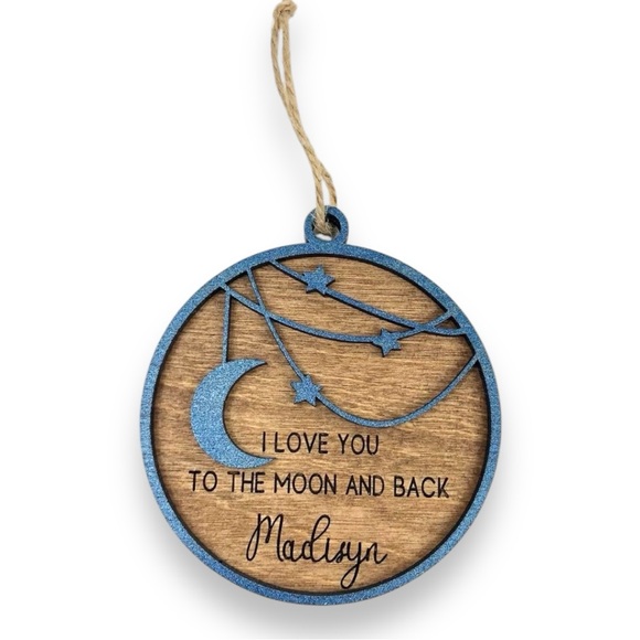Custom Engraved Ornament I Love You To The Moon And Back - Picture 1 of 5